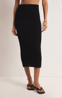 Aveen Crinkle Stretch Midi Skirt In Black