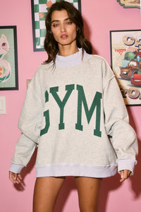 Gym + Bed Reversible Graphic Sweater | Heather Grey