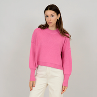 The Sumire Long Sleeve Crew Neck Pull-Over In Rose