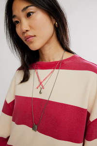 WTF Classic Striped Oversized Crewneck | Cherry Combo
