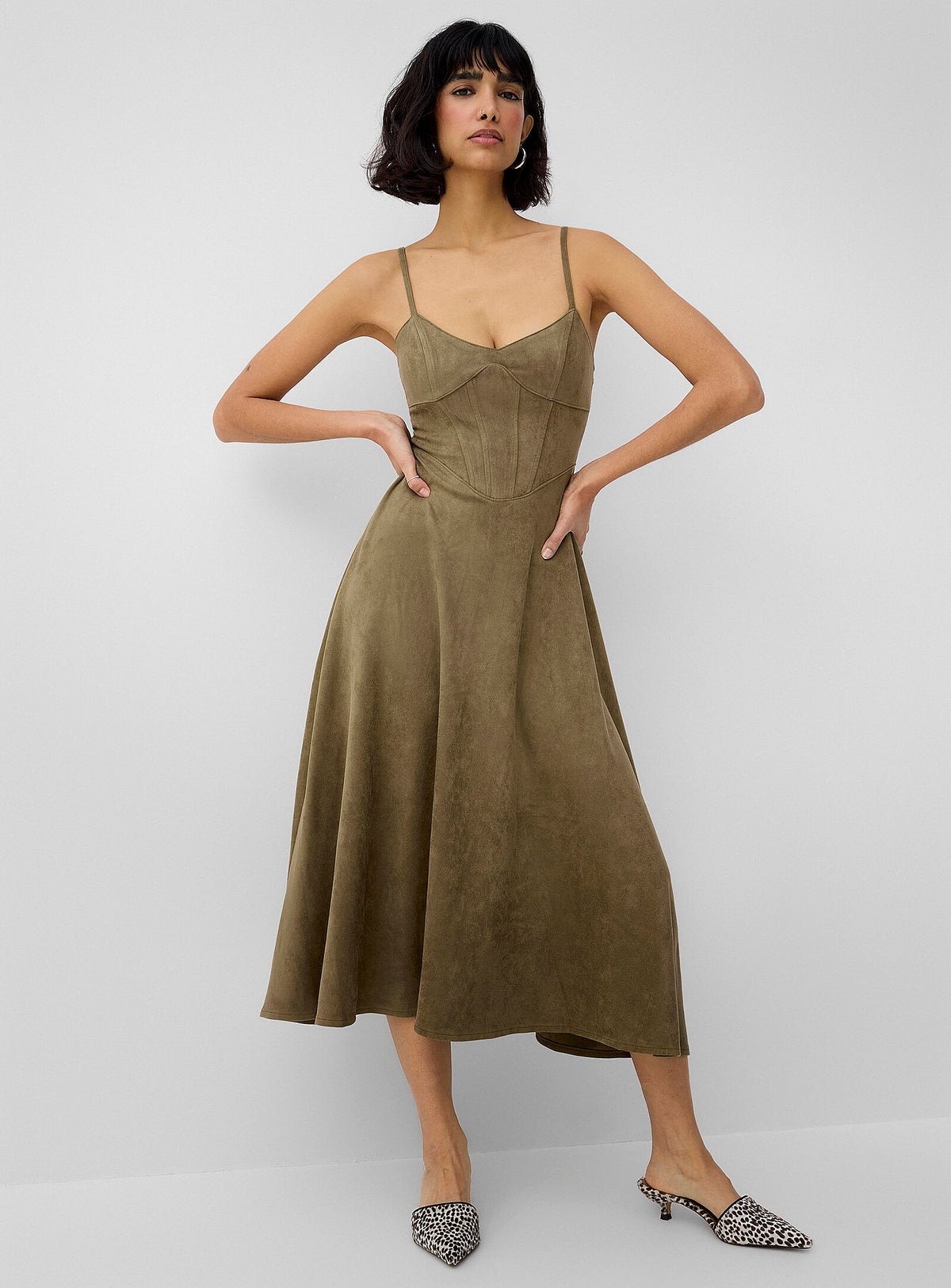 Corina Bustier Flared Midi Dress