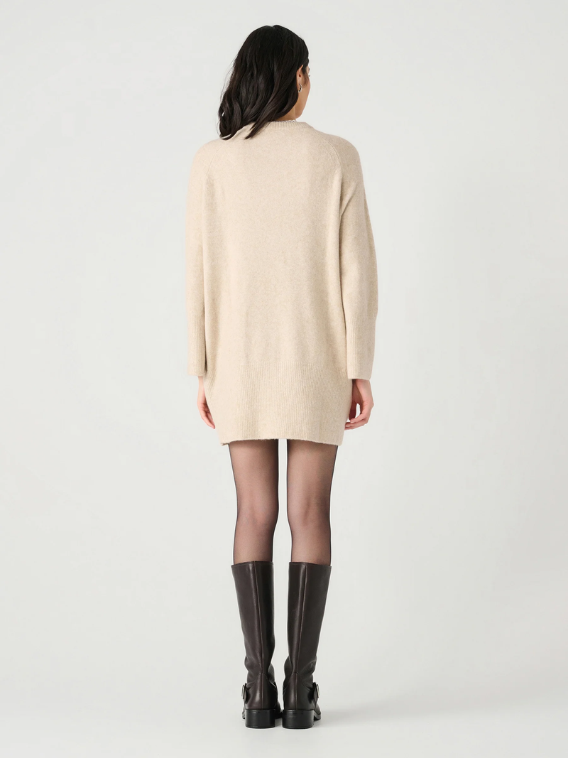 Crewneck Mini Sweater Dress in Light Oak