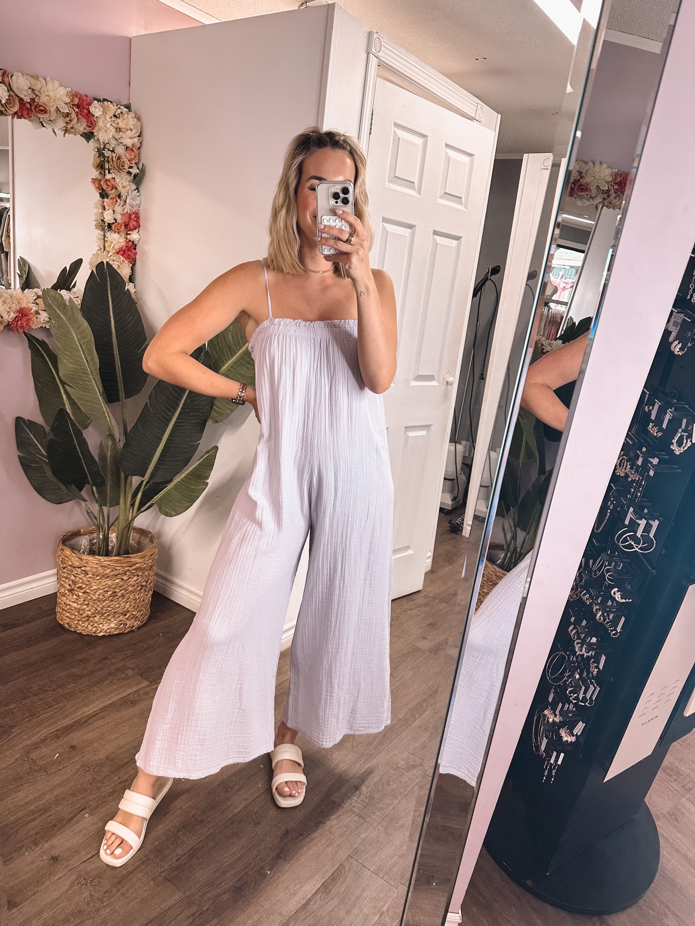 Crinkle Jumpsuit In Lilac