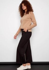 Roxanne Solid Ponte Wide-Leg Pant in Black