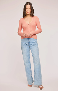 Mia V-Neck Pullover Top In Bellini