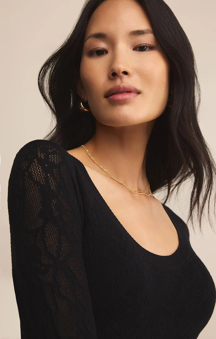 Tibi Scoop Mesh Sweater in Black