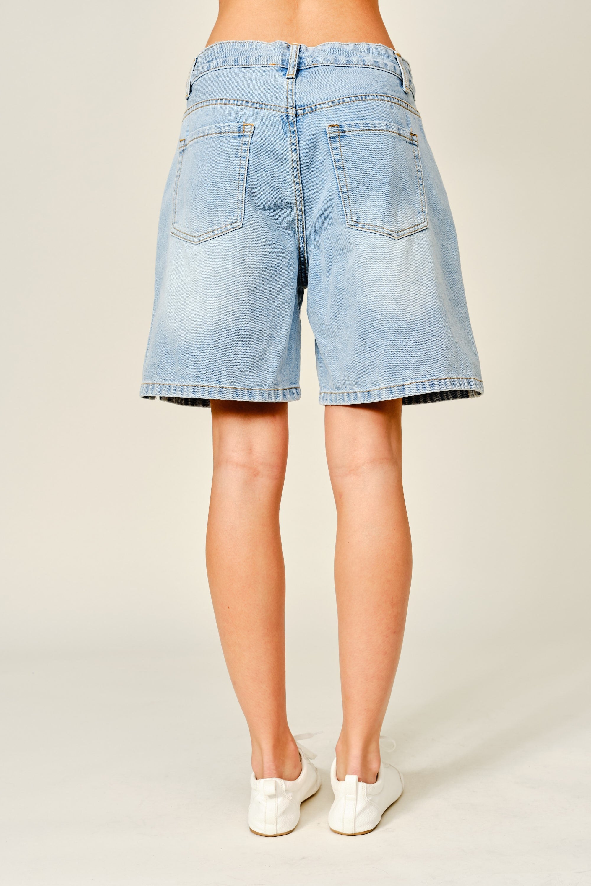 Straight Bermuda Denim Short With Drawstring
