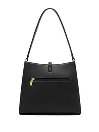 Lock Shoulder Bag in Black Pebbled