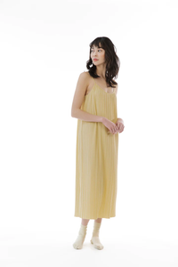 Raegan Pleated Slip Dress In Pineapple Slice