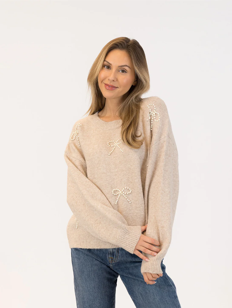Bows Sweater in Beige