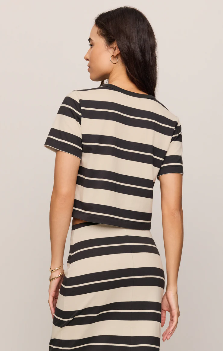 Stellan Striped Jersey Tee | Ash Black