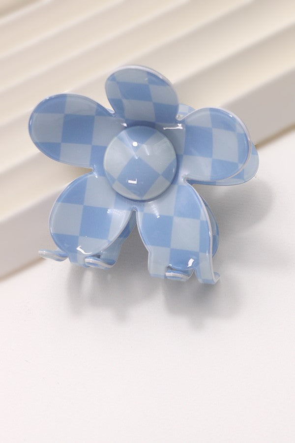 Jumbo Checker Flower Hair Clip