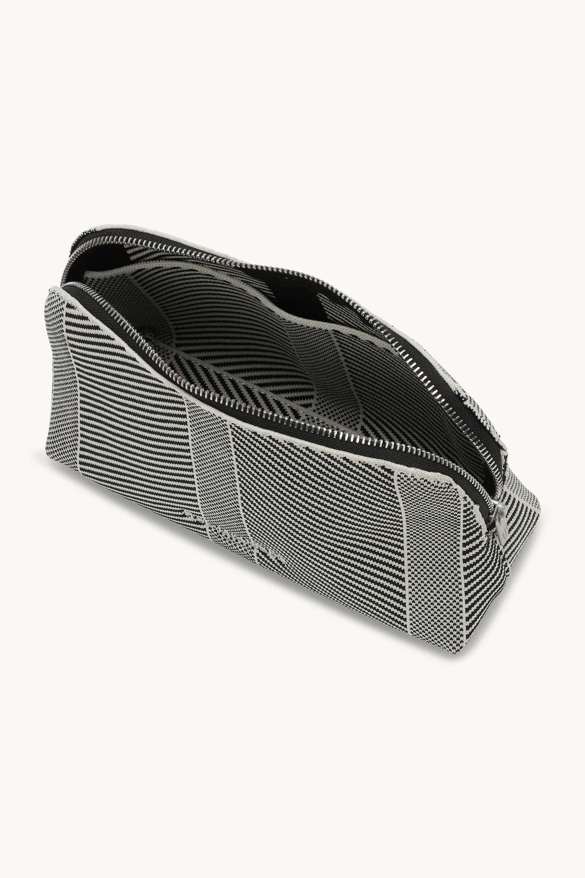Knitted Makeup Bag in Milk Creme/Black