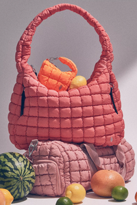 Quilted Carryall Bag in Coral
