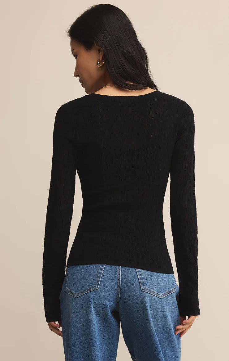 Tibi Scoop Mesh Sweater in Black