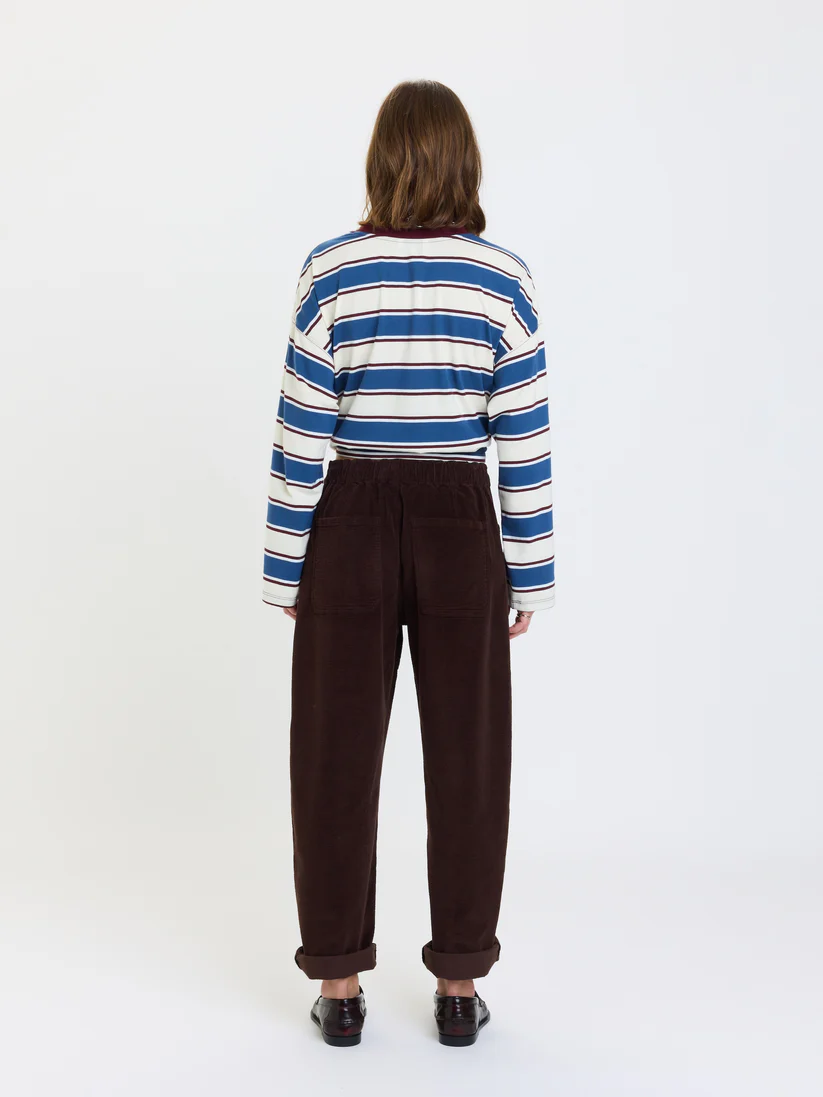 Villa Drawstring Barrel Pant in Chocolate