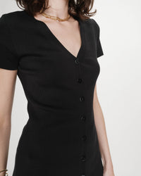 Venezuela Knit V-Neck Buttoned Dress