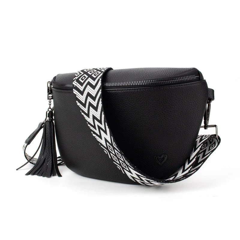 Kimberley Vegan Leather Sling Crossbody in Black
