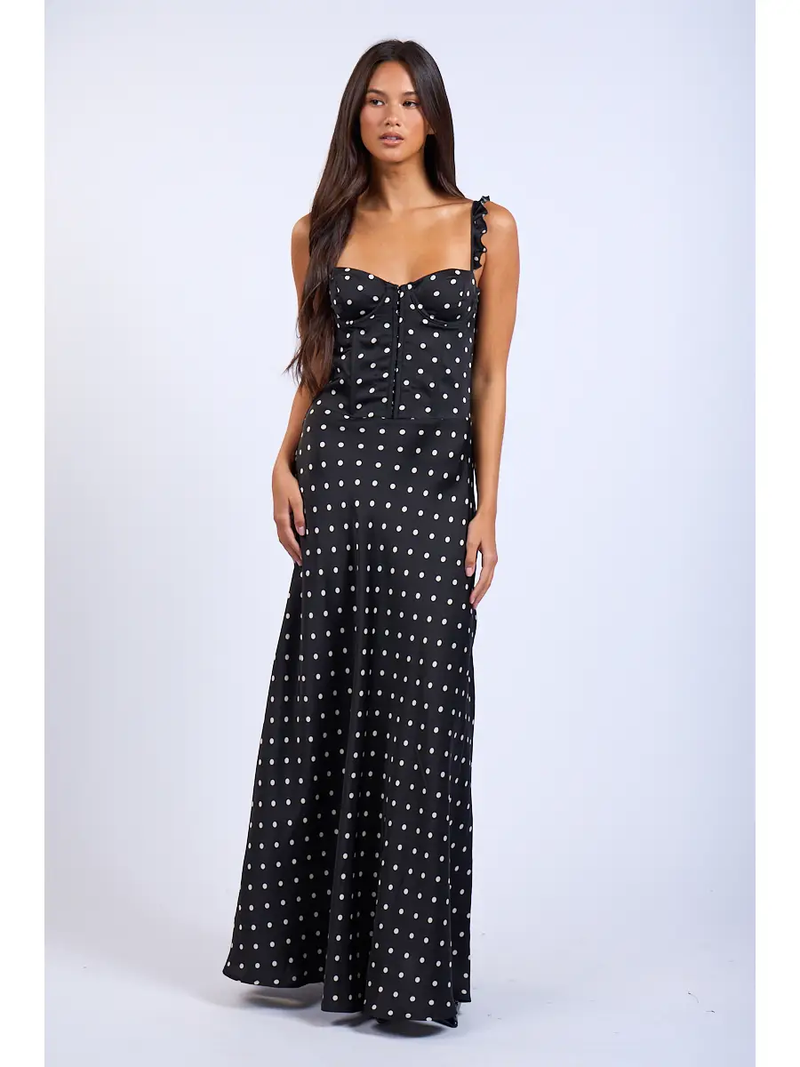 Polka Dot Corset Fit and Flare Maxi