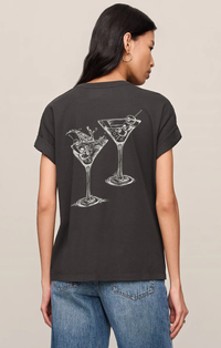 Martini Graphic Boyfriend Tee | Ash Black