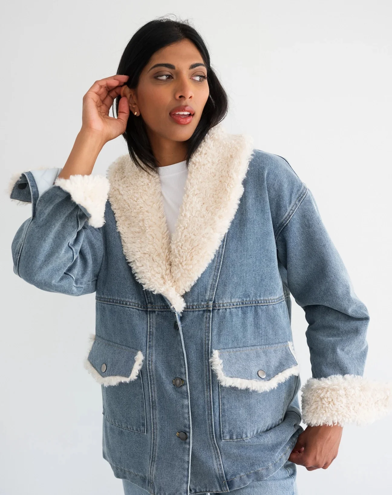 Sherpa Denim Jacket - Vintage Denim