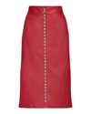 'Leather' Snap Front Midi Skirt in Red