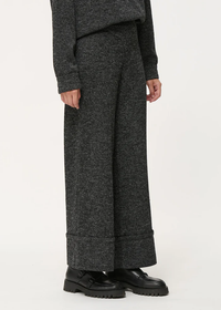 Black mottled wide leg pants with large turn-ups