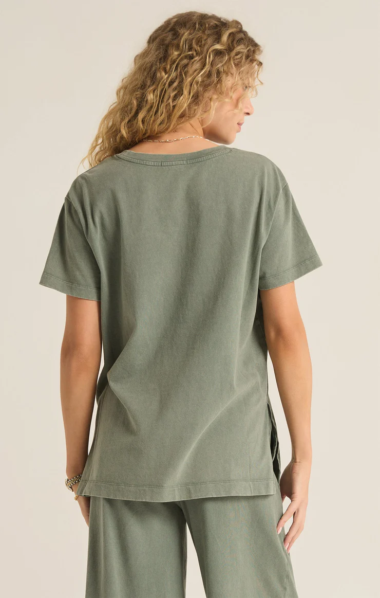 Shayla Cotton Jersey Crew Tee In Palm Green