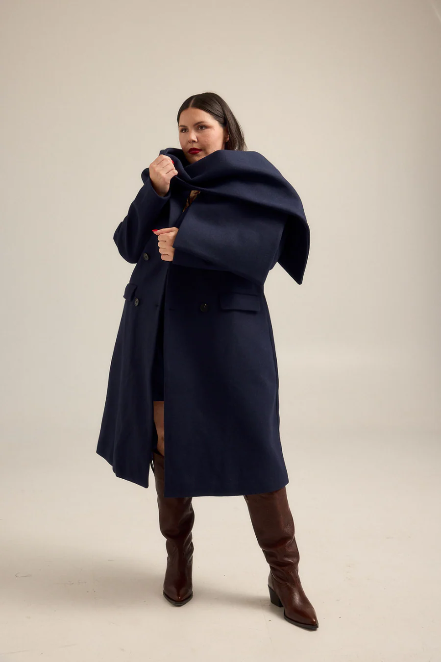 Navy Peacoat with Detachable Scarf