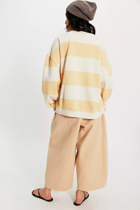 WTF Classic Striped Oversized Crewneck | Apricot Combo