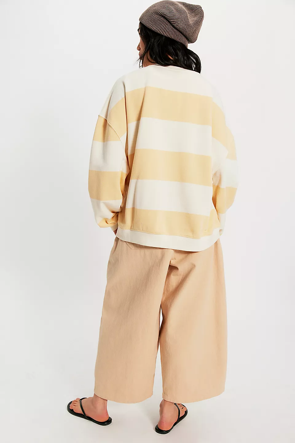 WTF Classic Striped Oversized Crewneck | Apricot Combo
