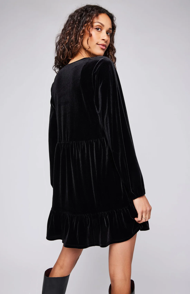 Phillipa Velvet Mini Dress In Black