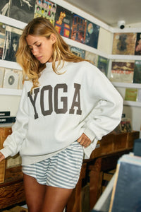 Pilates + Yoga Reversible Graphic Sweater | Ash Grey/Brown