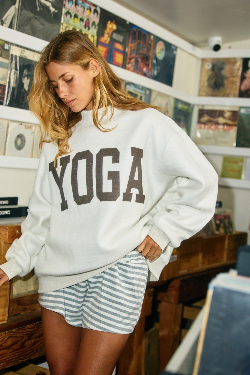 Pilates + Yoga Reversible Graphic Sweater | Ash Grey/Brown
