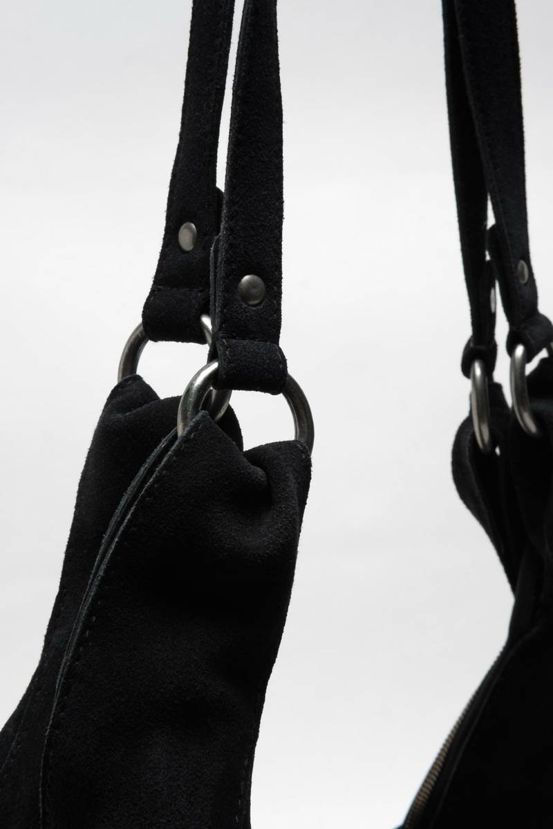 Roma Suede Tote Bag in Black