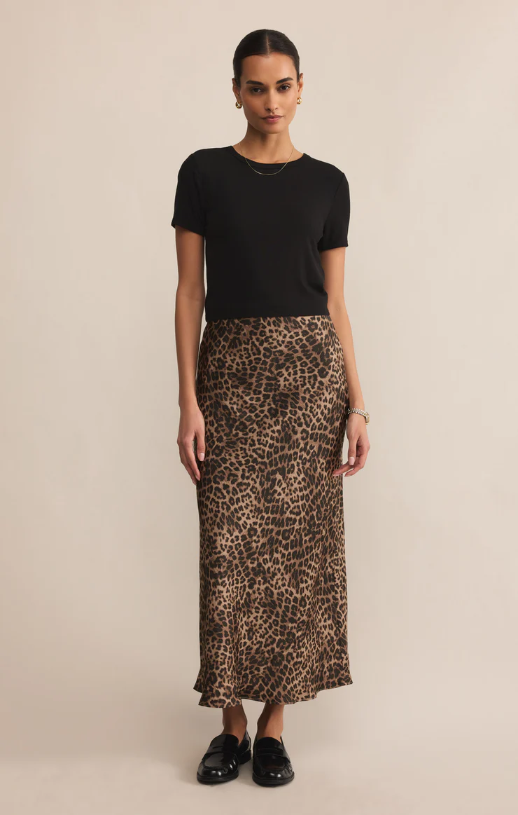 Leopard Europa Luxe Sheen Midi Skirt