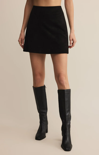 Ciera Vegan Suede Mini Skirt in Black