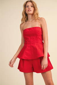 Scarlett Red Pull-On Short