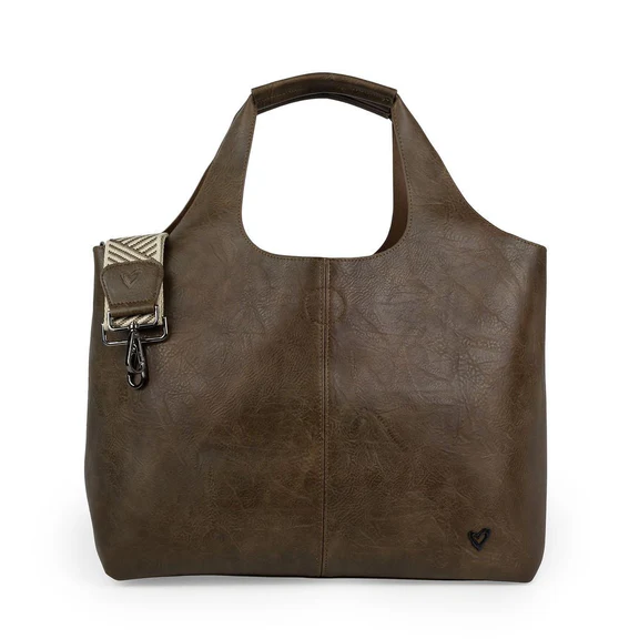 Kipling Vegan Leather Tote in Chocolate