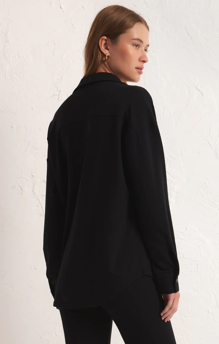 WFH Modal Shirt Jacket In Black