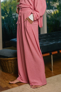 Striped Wide Leg Lounge Pant in Red Stripe