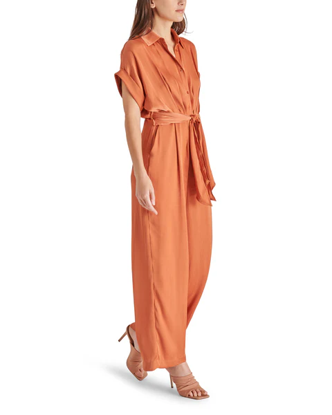 Tori Short Sleeve Jumpsuit in Burnt Orange