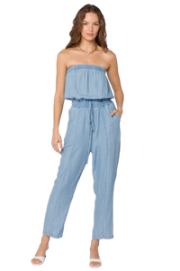 Conrad Strapless Jumpsuit in Chambray