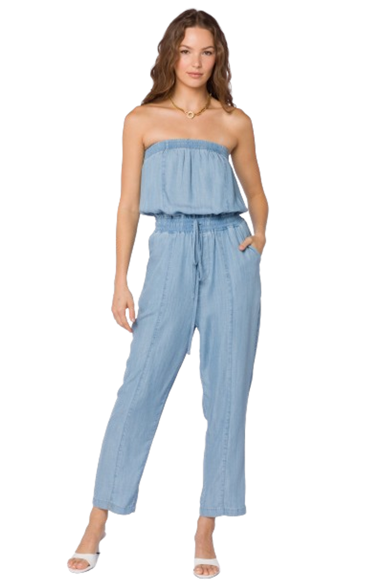 Conrad Strapless Jumpsuit in Chambray