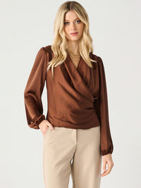 Soft Wrap Blouse in Bronze