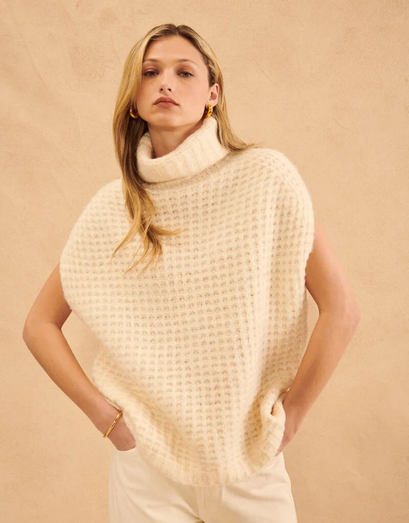 Neville Waffle Sweater in Flurry