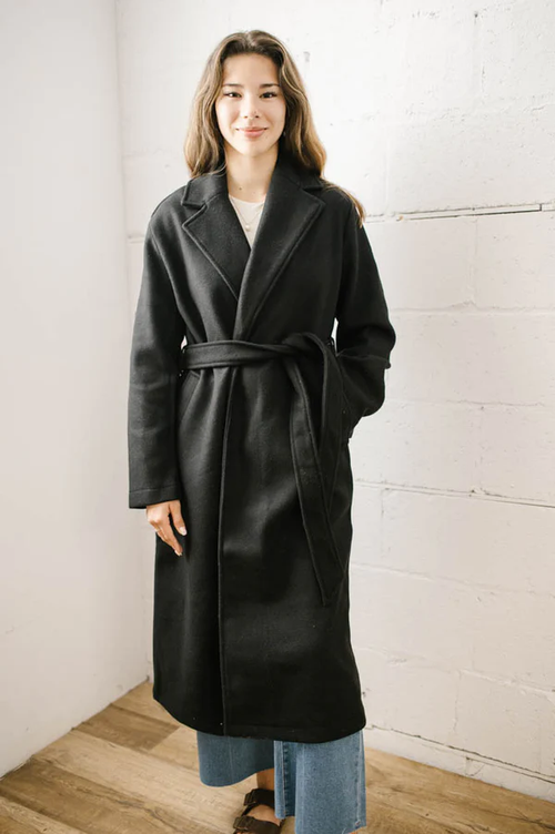 Macie Belted Coat In Black