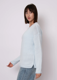 Kiri Long Sleeve Crew Neck Pull-Over | Ice Water