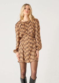 Lace Smocked Mini Dress in Bronze Glimmer