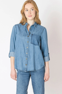 Washed Pocket denim Shirt | Washed Indigo
